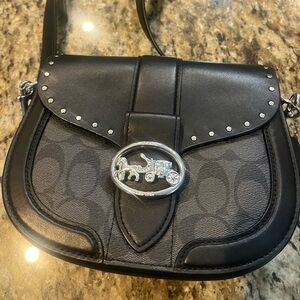 Black studded crossover Coach